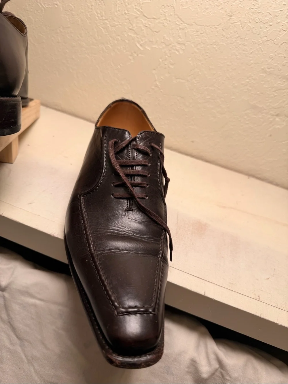 Canali Black Leather Derby Dress Shoes